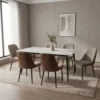 Grigio 1+6 Dining Set Marble Ceramic Top – White