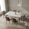 Grigio 1+6 Dining Set Marble Ceramic Top – White