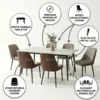 Grigio 1+6 Dining Set Marble Ceramic Top – White