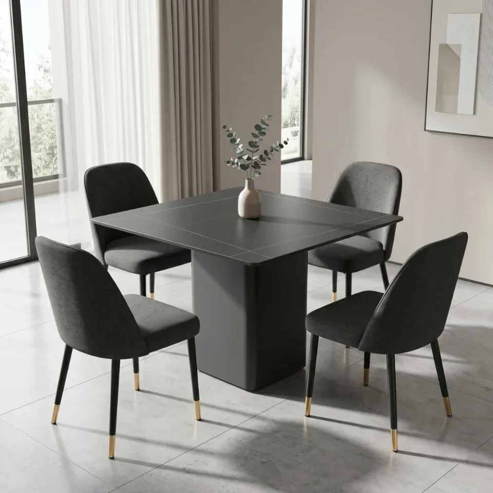 Cashmere 1+4 Dining Set – Black…