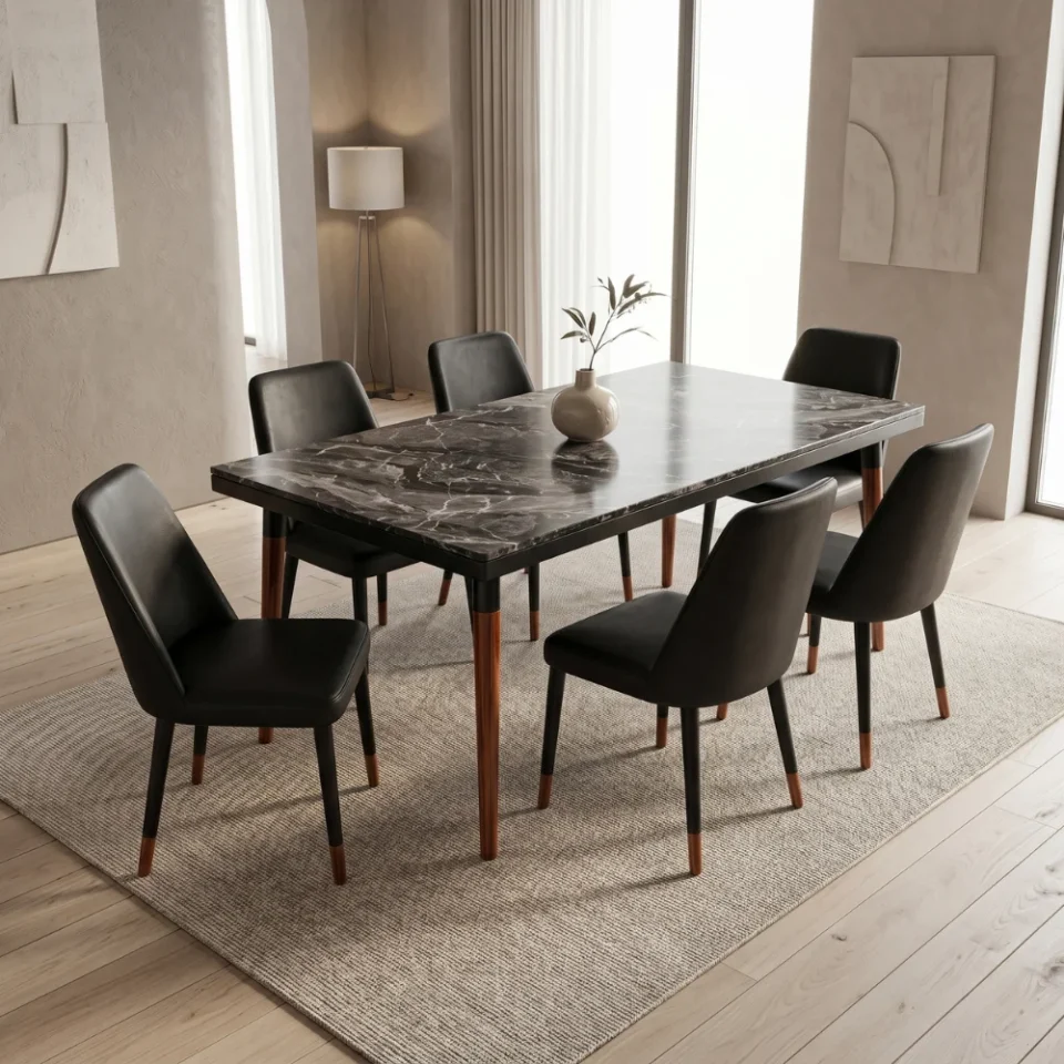 Cllo 1+6 Dining Set – Black…