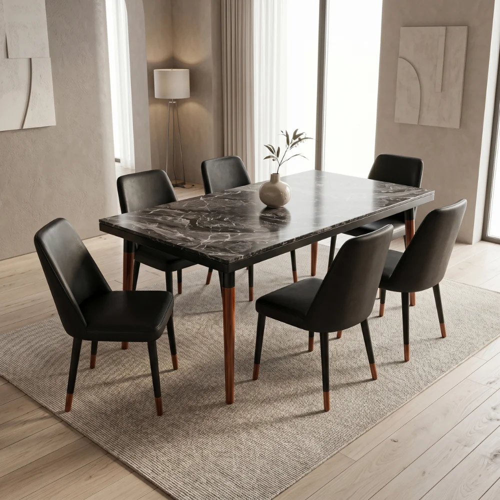 Cllo 1+6 Dining Set – Black