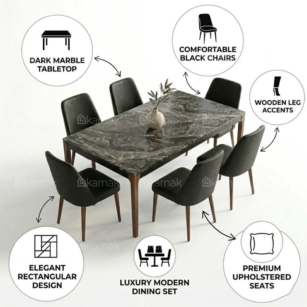 Cllo 1+6 Dining Set – Black