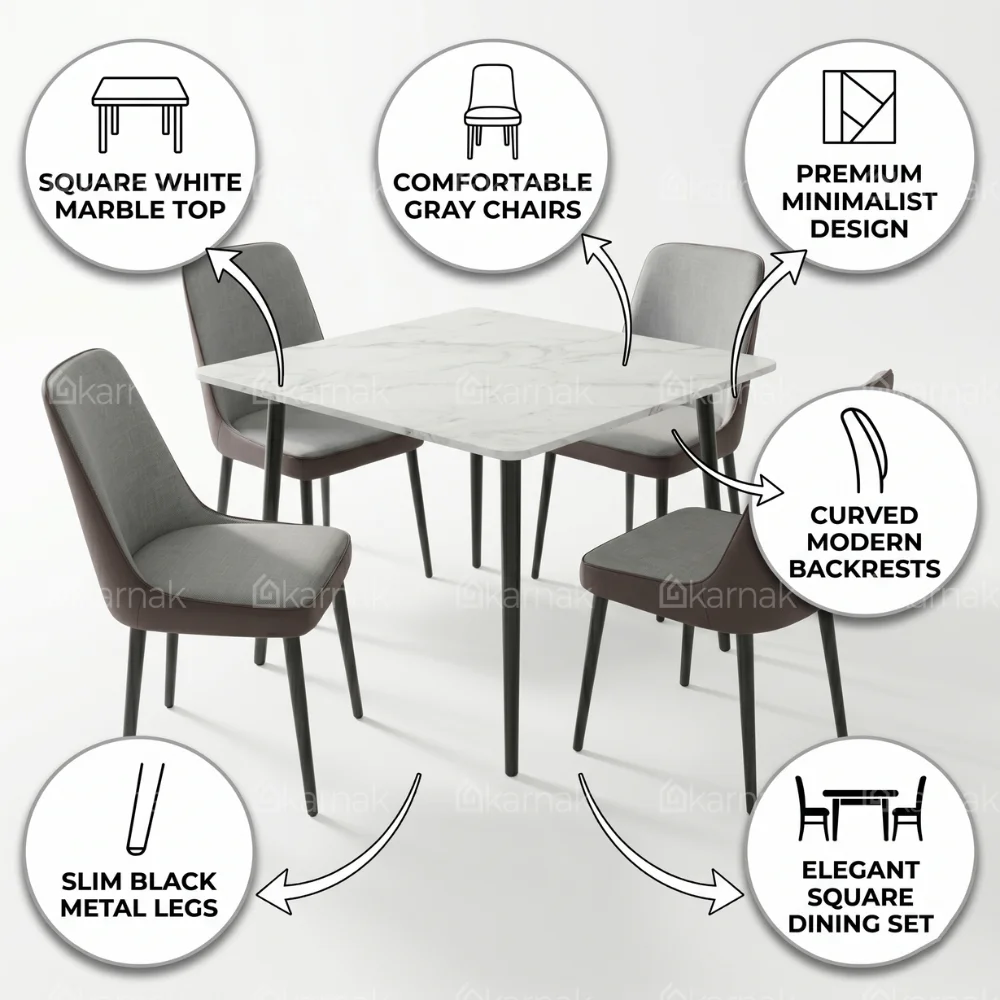 Catallina 1+4 Dining Set – Grey Brown and White Brown
