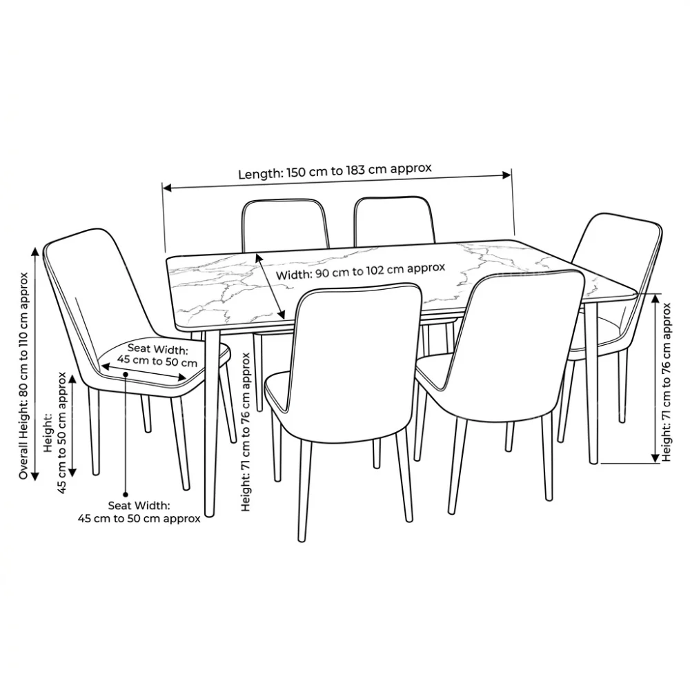 Aydin 1+6 Dining Set – Grey and White