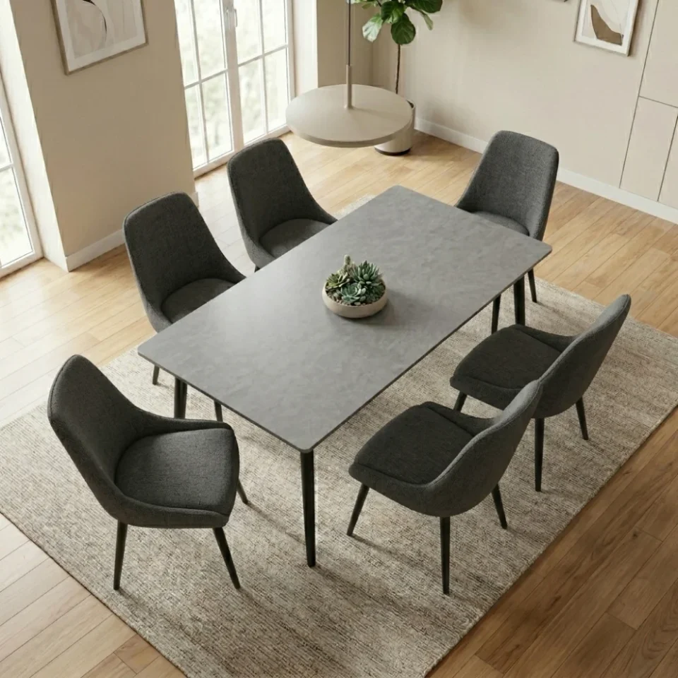 Aydin 1+6 Dining Set – Grey and White…