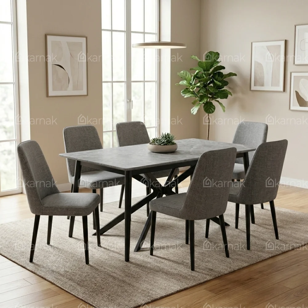 Aydin 1+6 Dining Set – Grey and White