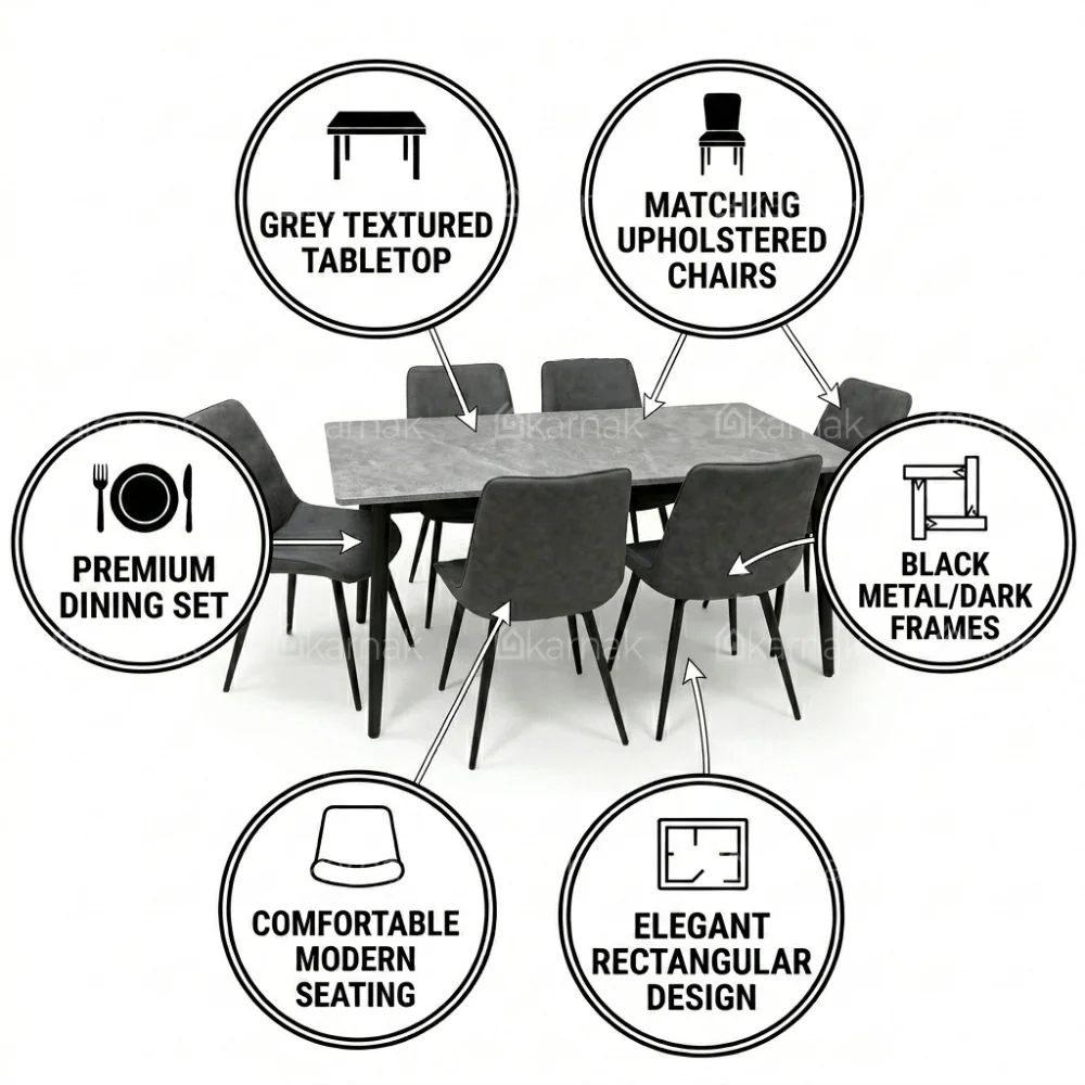 Aydin 1+6 Dining Set – Grey and White