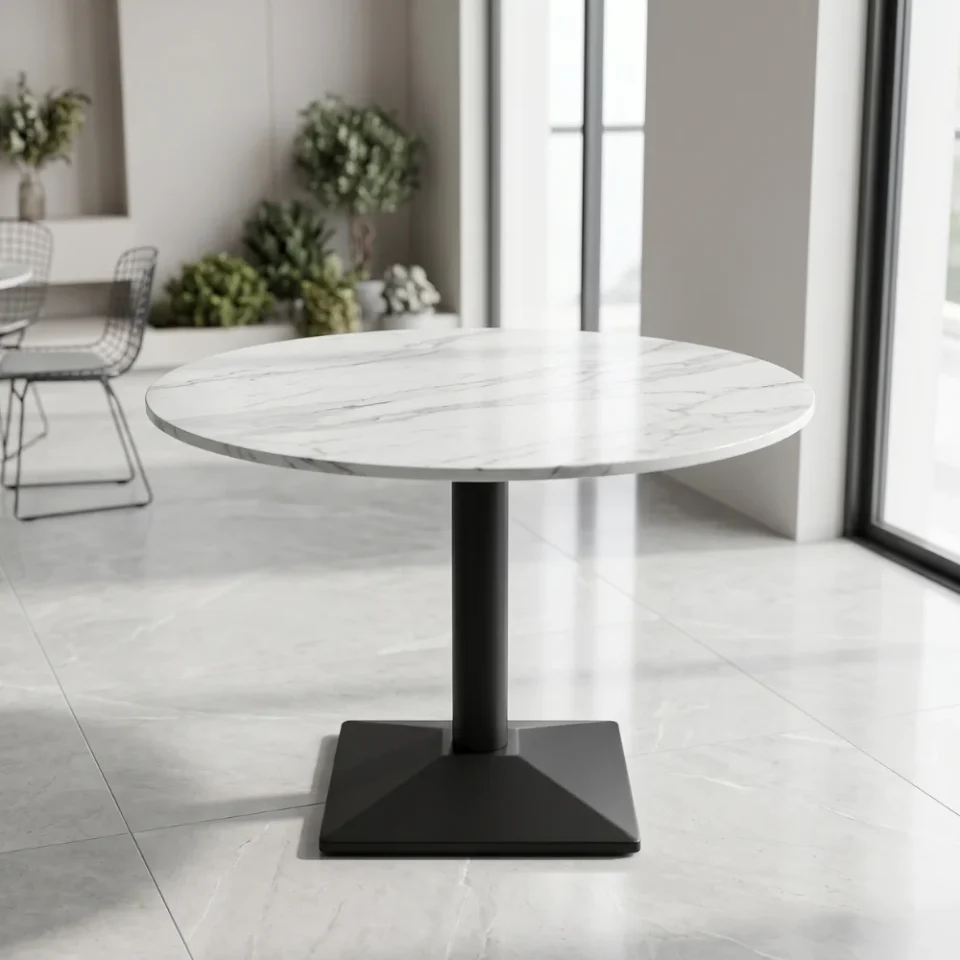 Crete Round Dining Table with Ceramic Top – White…