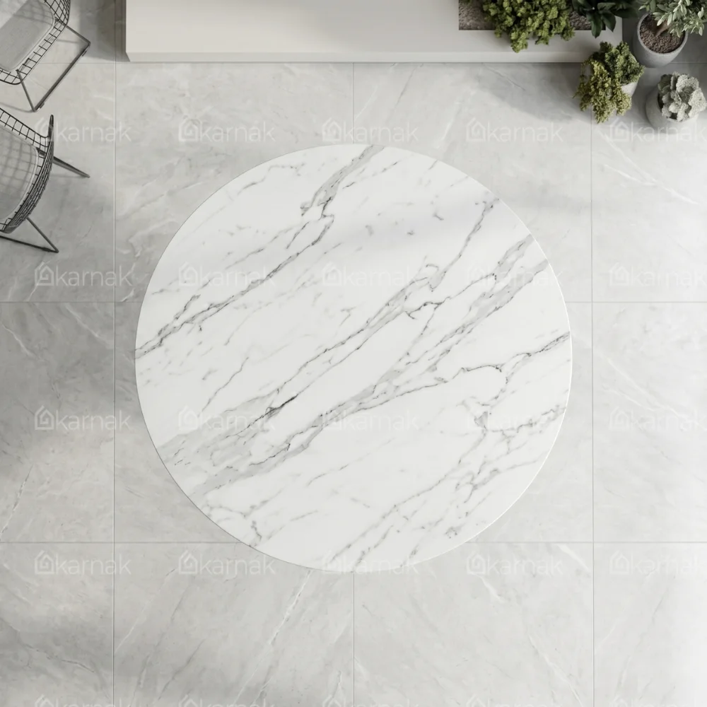 Crete Round Dining Table with Ceramic Top – White
