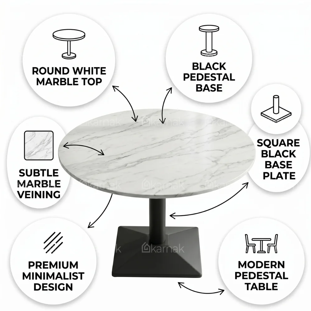 Crete Round Dining Table with Ceramic Top – White