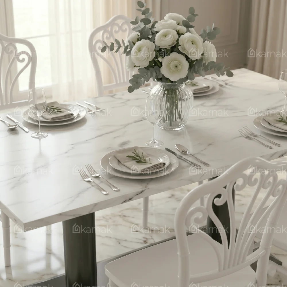 Camino Ceramic Rectangular Top Dining Set – White