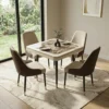 Ridona Dining Set with Marble Top- Beige Brown