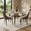Ridona Dining Set with Marble Top- Beige Brown