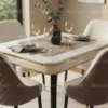 Ridona Dining Set with Marble Top- Beige Brown