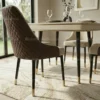 Ridona Dining Set with Marble Top- Beige Brown