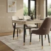 Ridona Dining Set with Marble Top- Beige Brown