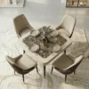 Ridona Dining Set with Marble Top- Beige Brown