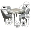 Ridona Dining Set with Marble Top- Beige Brown