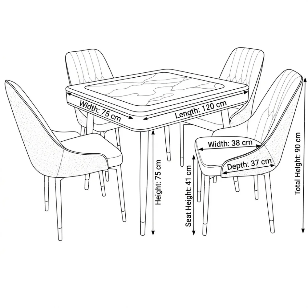 Ridona Dining Set with Marble Top- Beige Brown