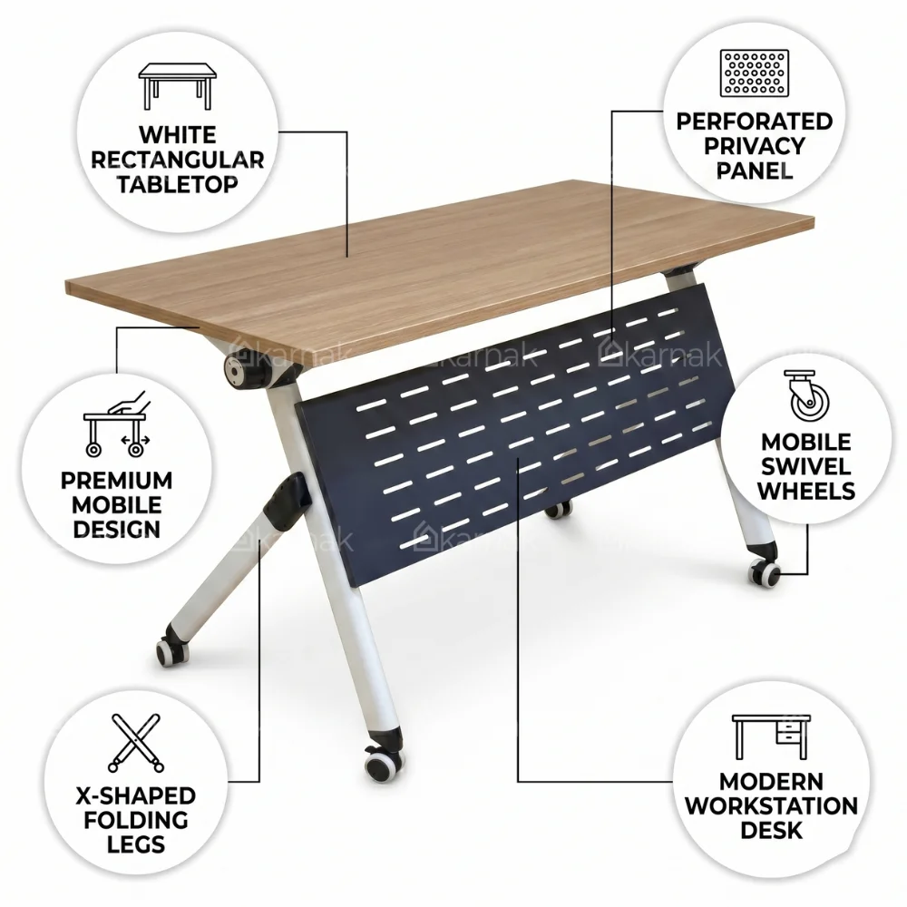 Duplex Folding Training Table White & Oak