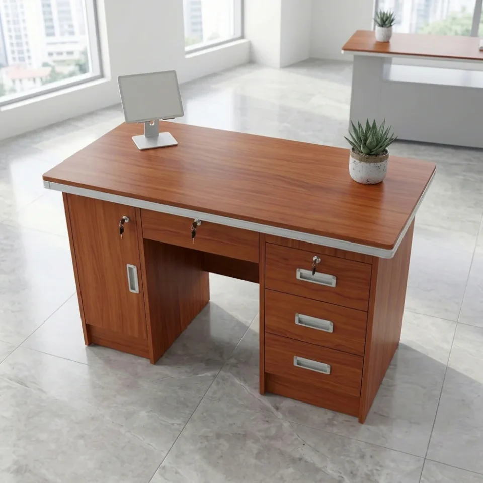 Rayan Office Table – Coffee Oak