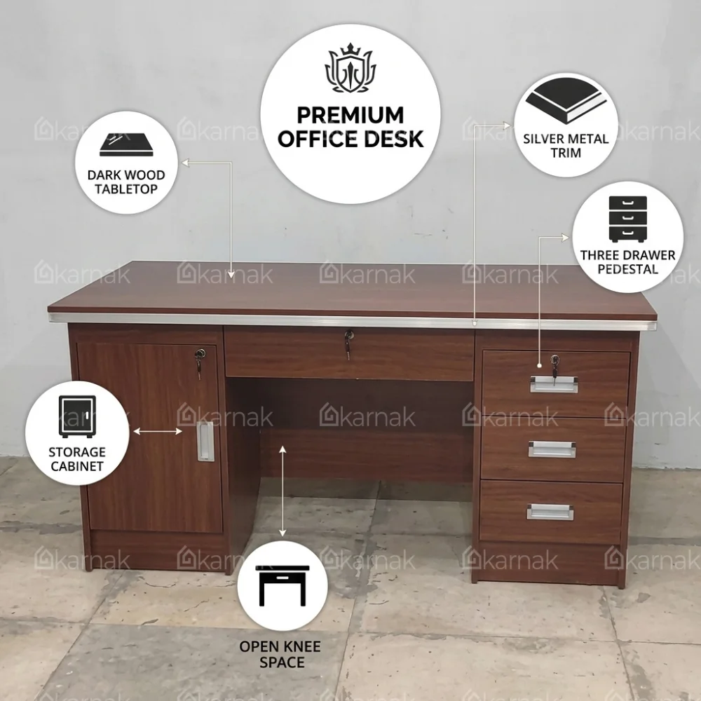 Rayan Office Table – Coffee Oak