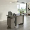 Raul Office Table – Oak Grey + Khaki