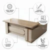 Raul L Shape Manager Office Table – Oak Grey + Khaki