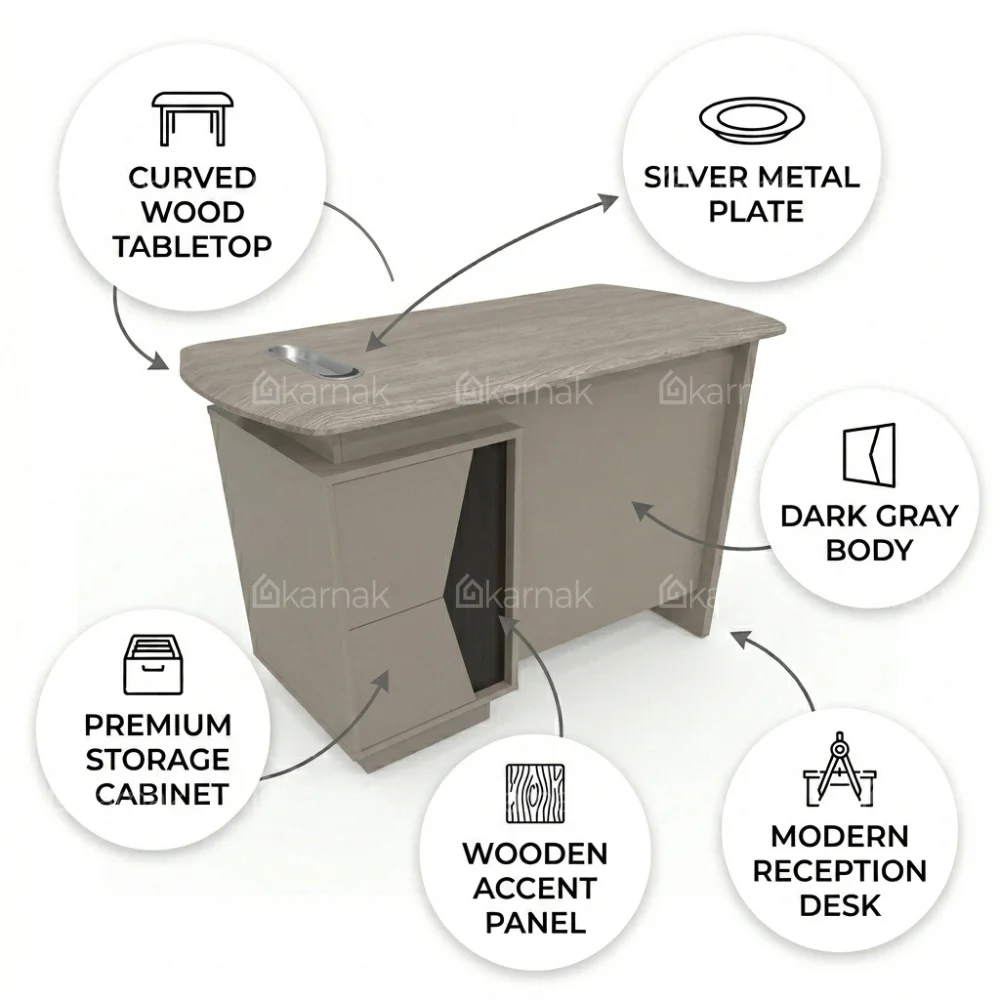 Raul Office Table – Oak Grey + Khaki