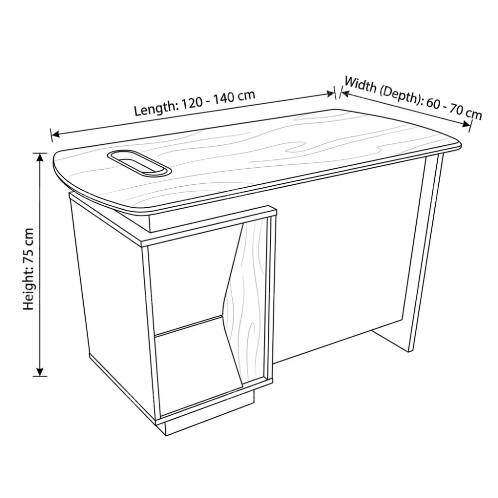 Raul Office Table – Oak Grey + Khaki