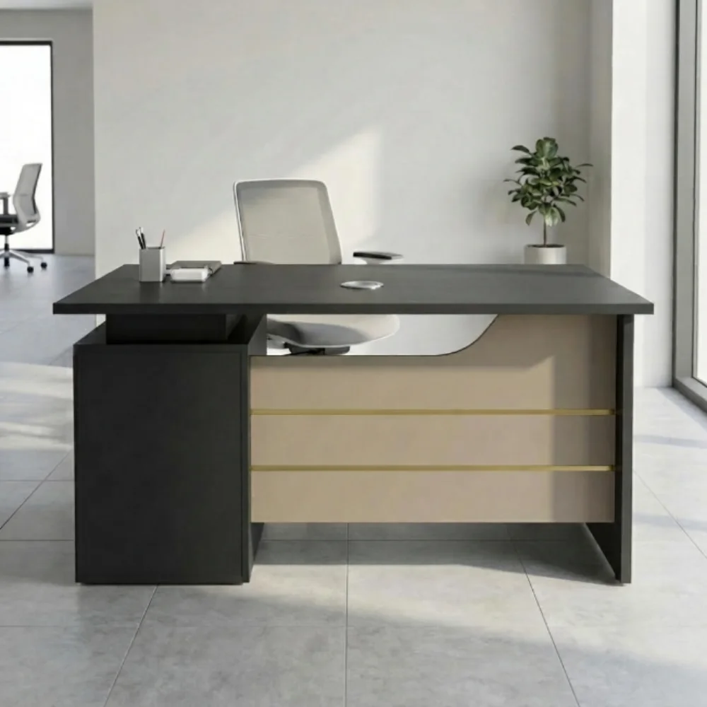 Alvin Office Table – Wenge + Grey
