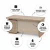 Cori Office Table – Coffee Khaki & Beige White