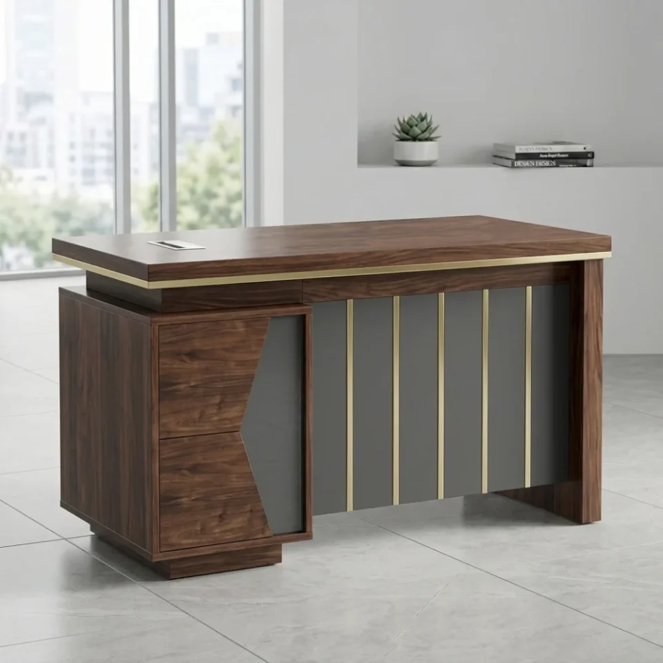London Office Table – Oak + Khaki…