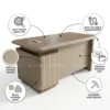 Quataro Office Desk – Oak + Khaki