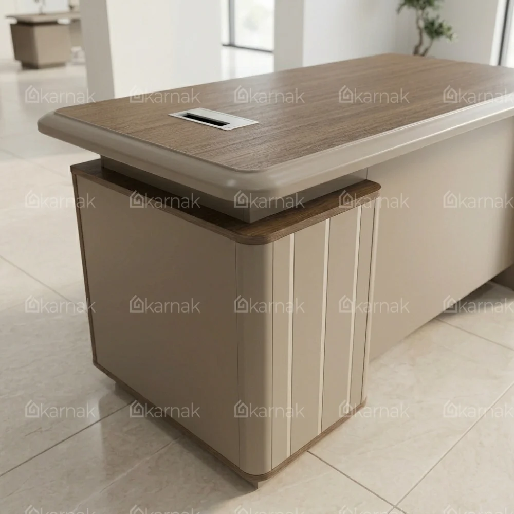 Quataro Office Desk – Oak + Khaki