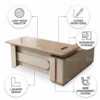Raul L Shape Manager Office Table – Oak Grey + Khaki