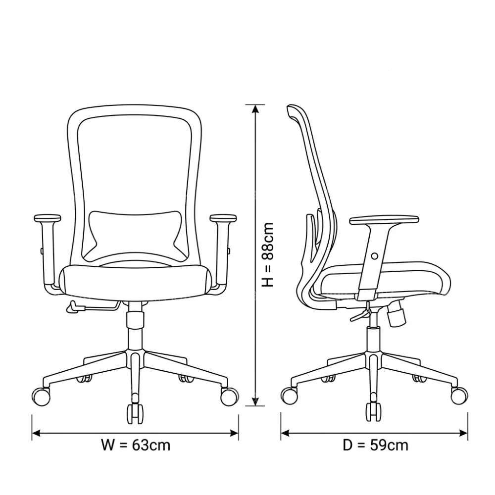 Sammy Medium Back Office Chair – Black