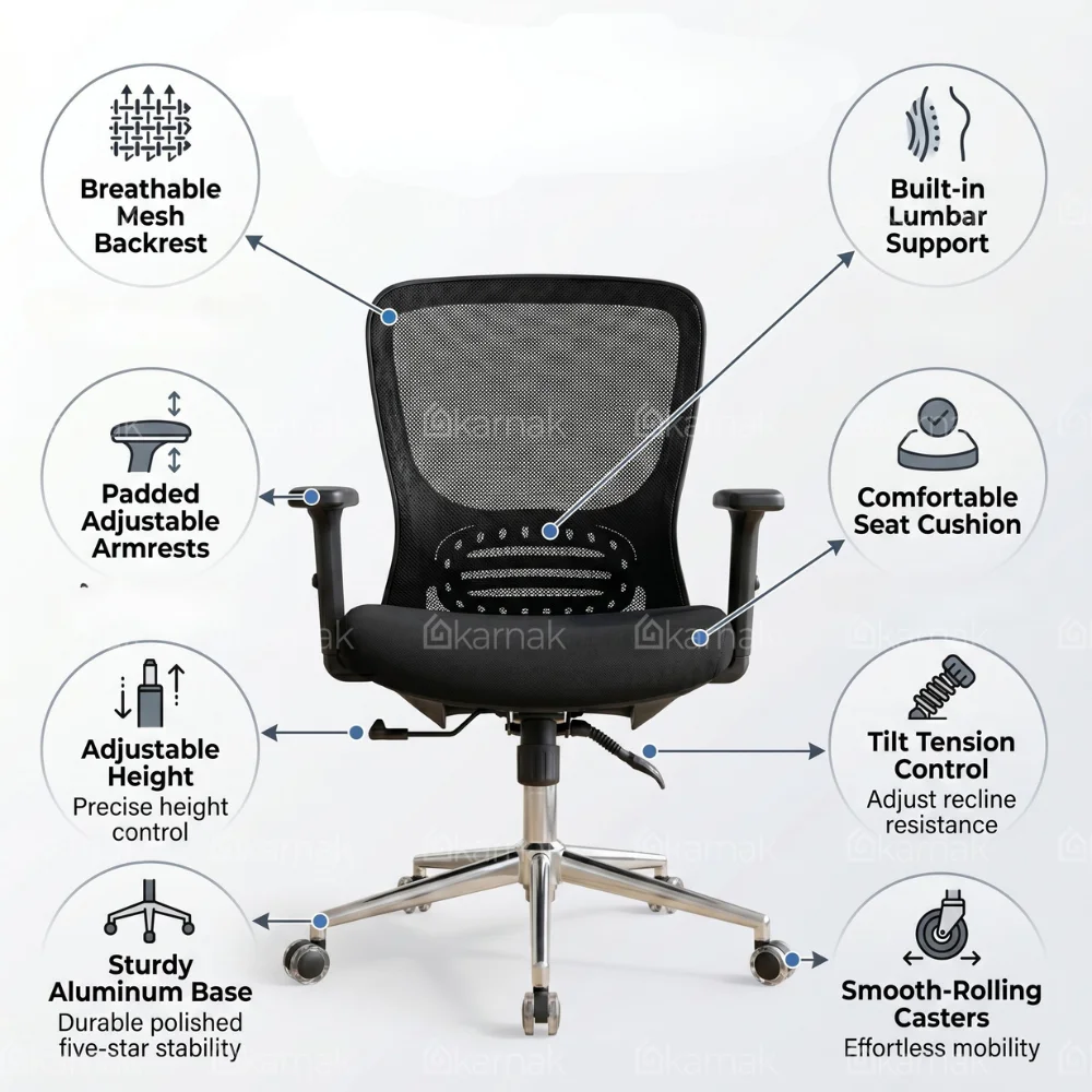 Styro Medium Back Office Chair – Black