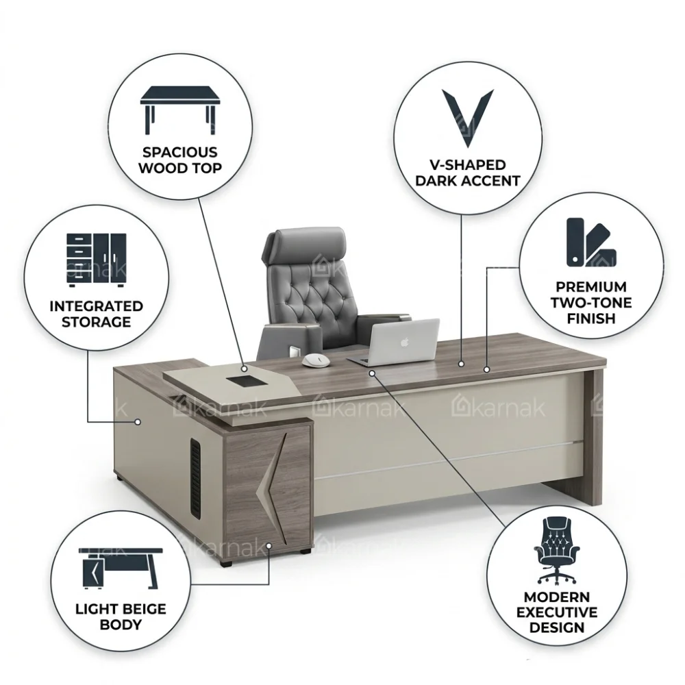 Tami Office Desk 1.6 – Oak + Khaki