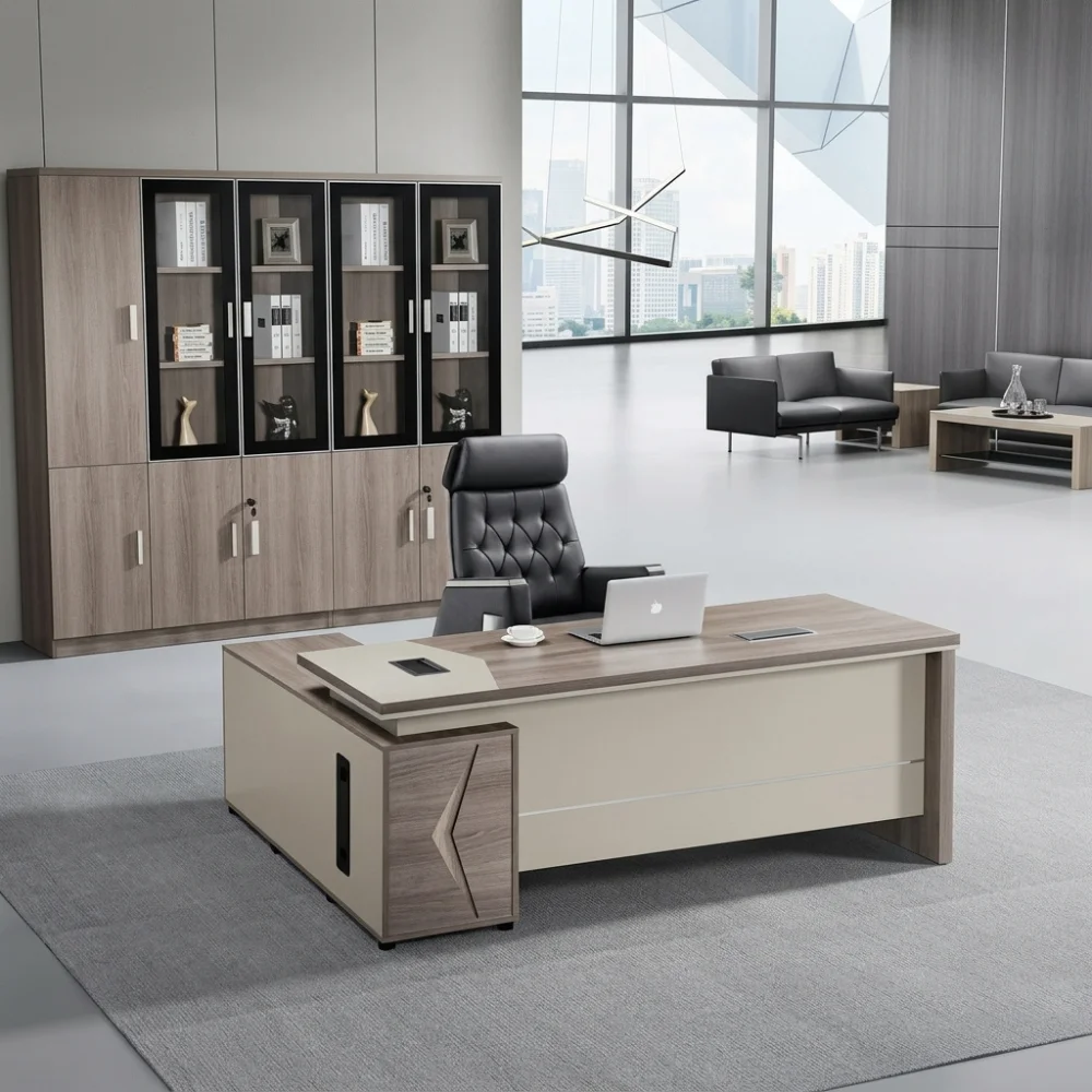 Tami Office Desk 1.6 – Oak + Khaki