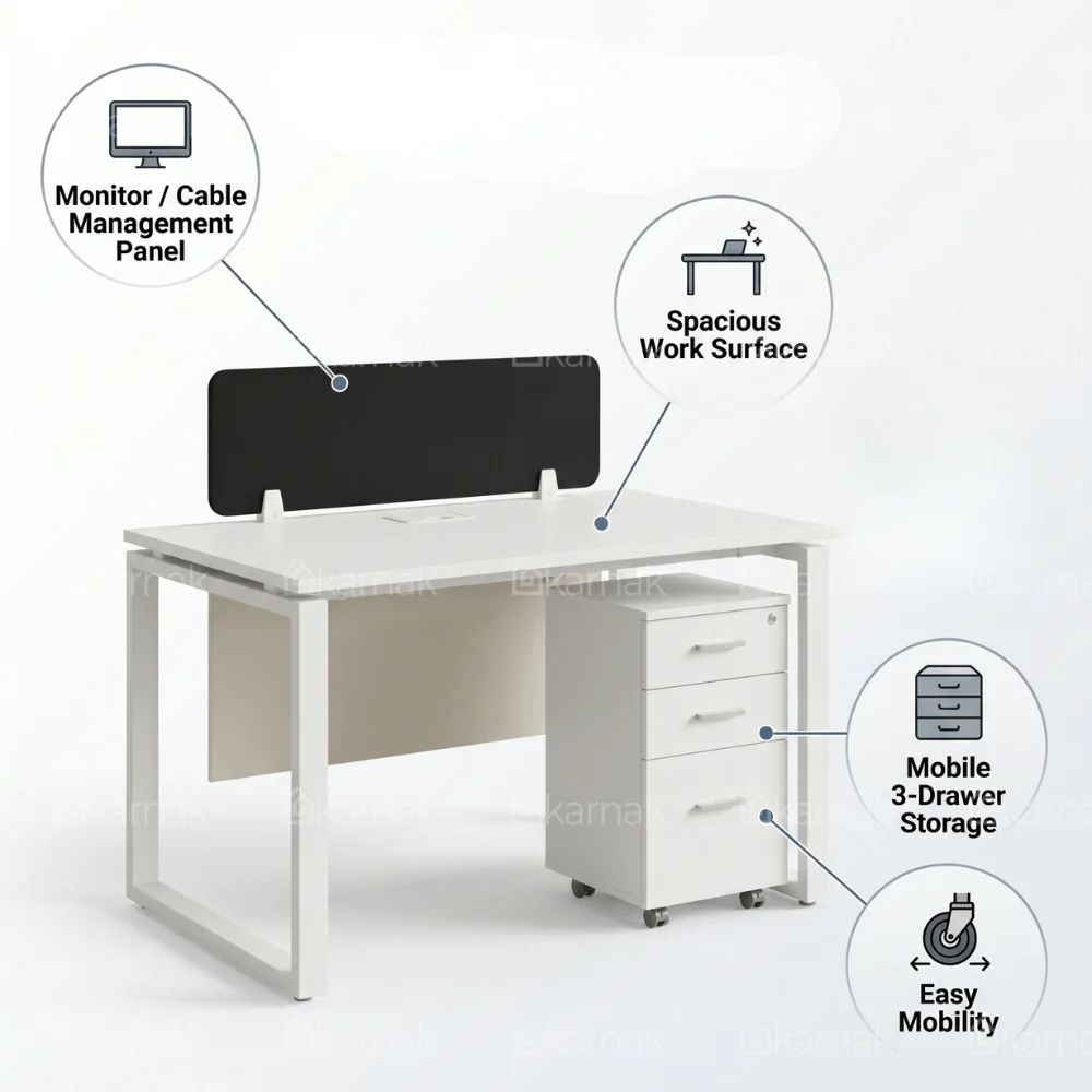 Single Person Trendora Workstation -White