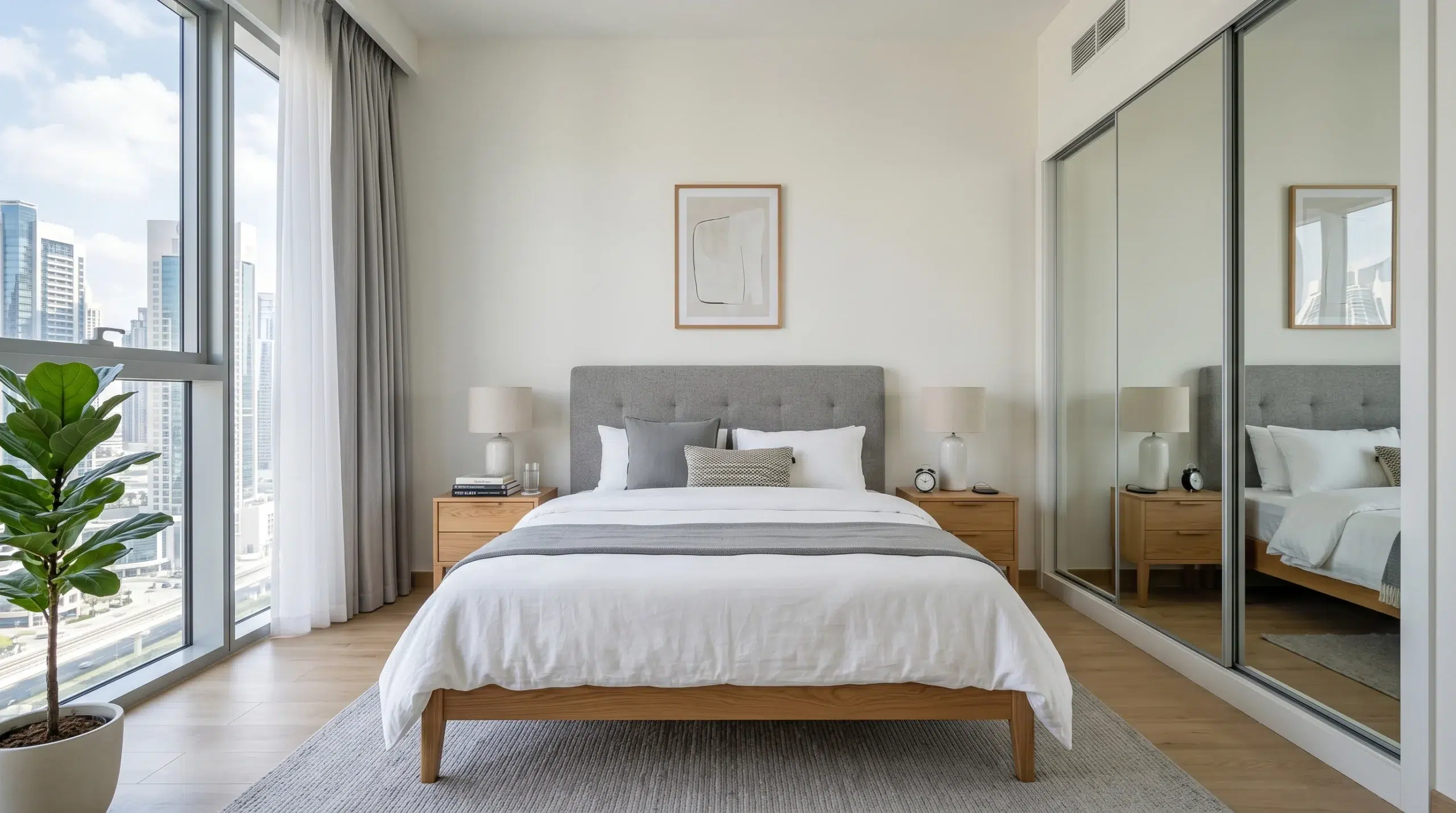 Queen bedroom set Dubai — modern apartment bedroom furniture set by Karnak Home