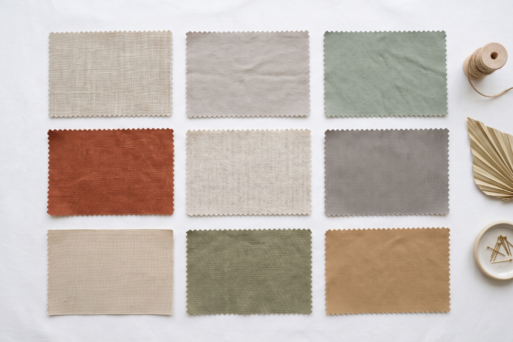 Fabric swatch options for L-shape sofa UAE homes