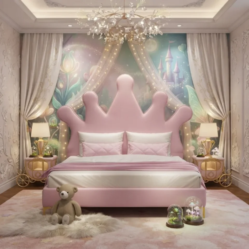 Queensa Queen Upholstered Bed – Pink…