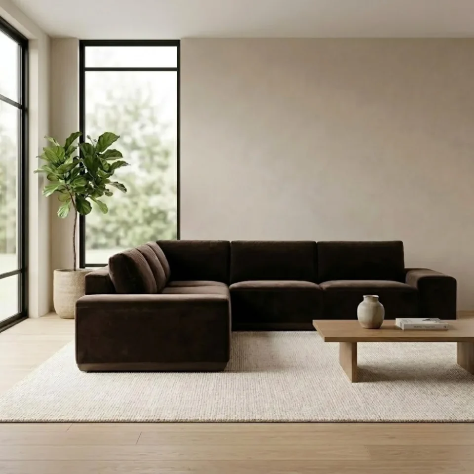 Inora 4-Seater Sectional Sofa – Chocolate…