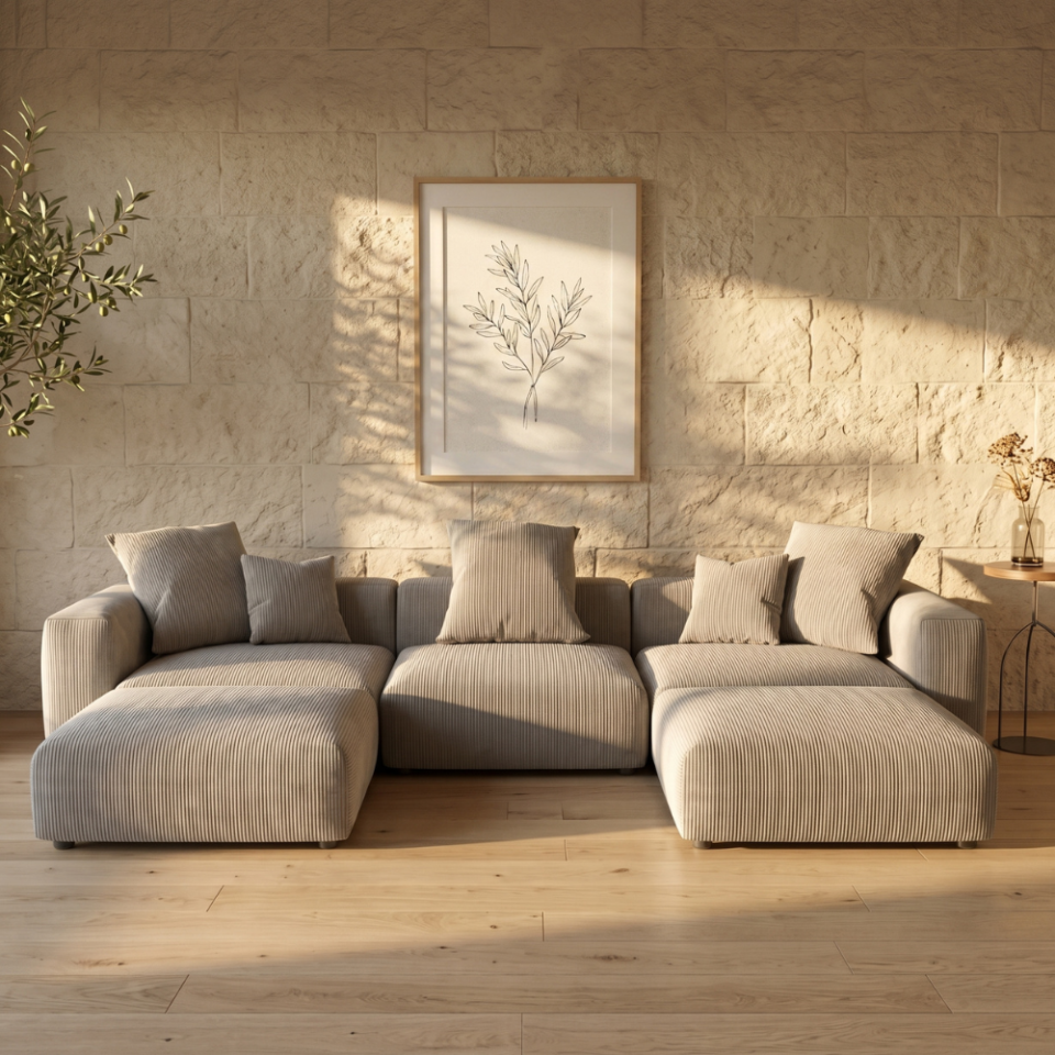 Myvoro 3-Seater Sofa + 2 Ottoman – Grey