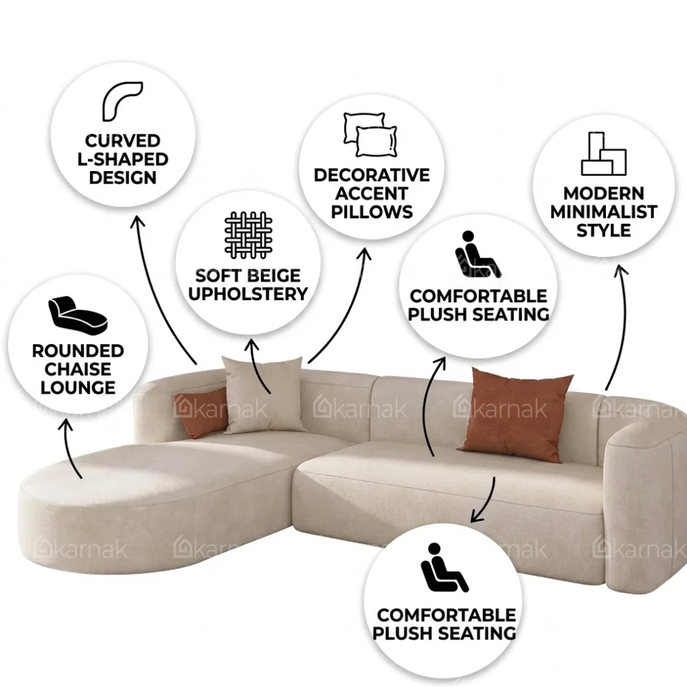 Chaivora Chaise L-Shape Sofa – Beige