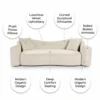 Aureli Velvet 3-Seater Sofa – Beige
