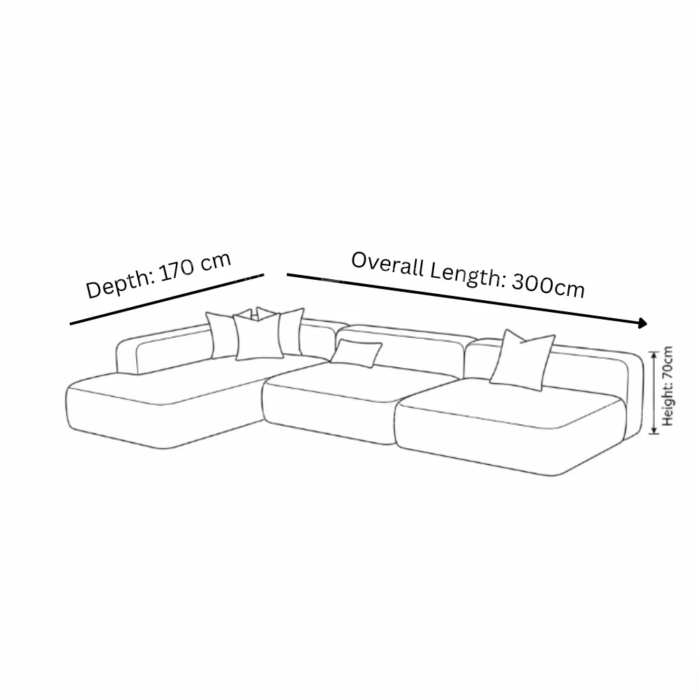 Zarello L-Shape Sofa 3 Seater – Beige